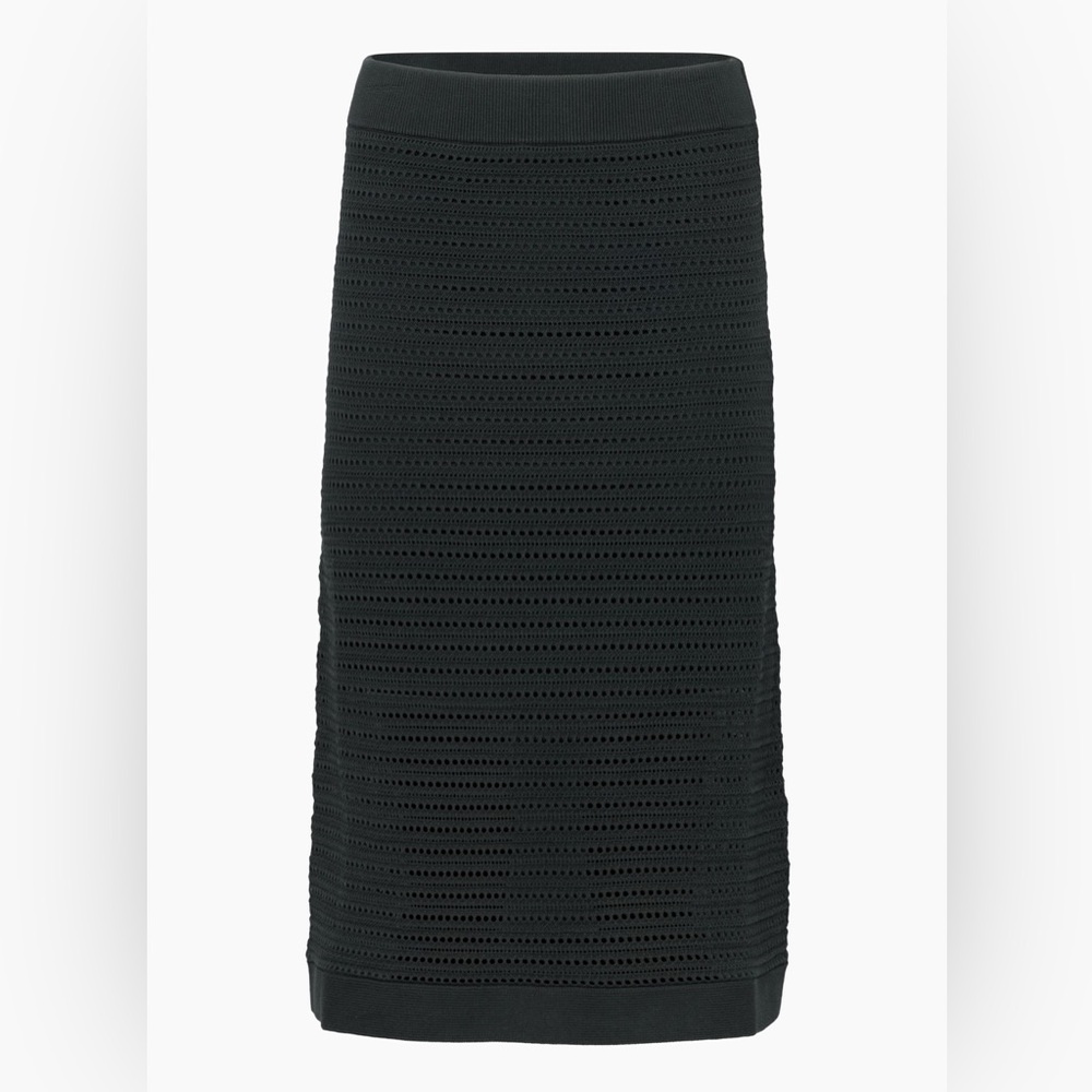 Aritzia Babaton Lattice Crocheted A-line midi skirt Black Size Medium NWT